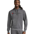 Champion Men's Pullover Graphic Fleece Hoodie, Standard Fit, Midweight Fleece, Classic Script Logo, Available in Regular and Big & Tall, Granite Heather, Large