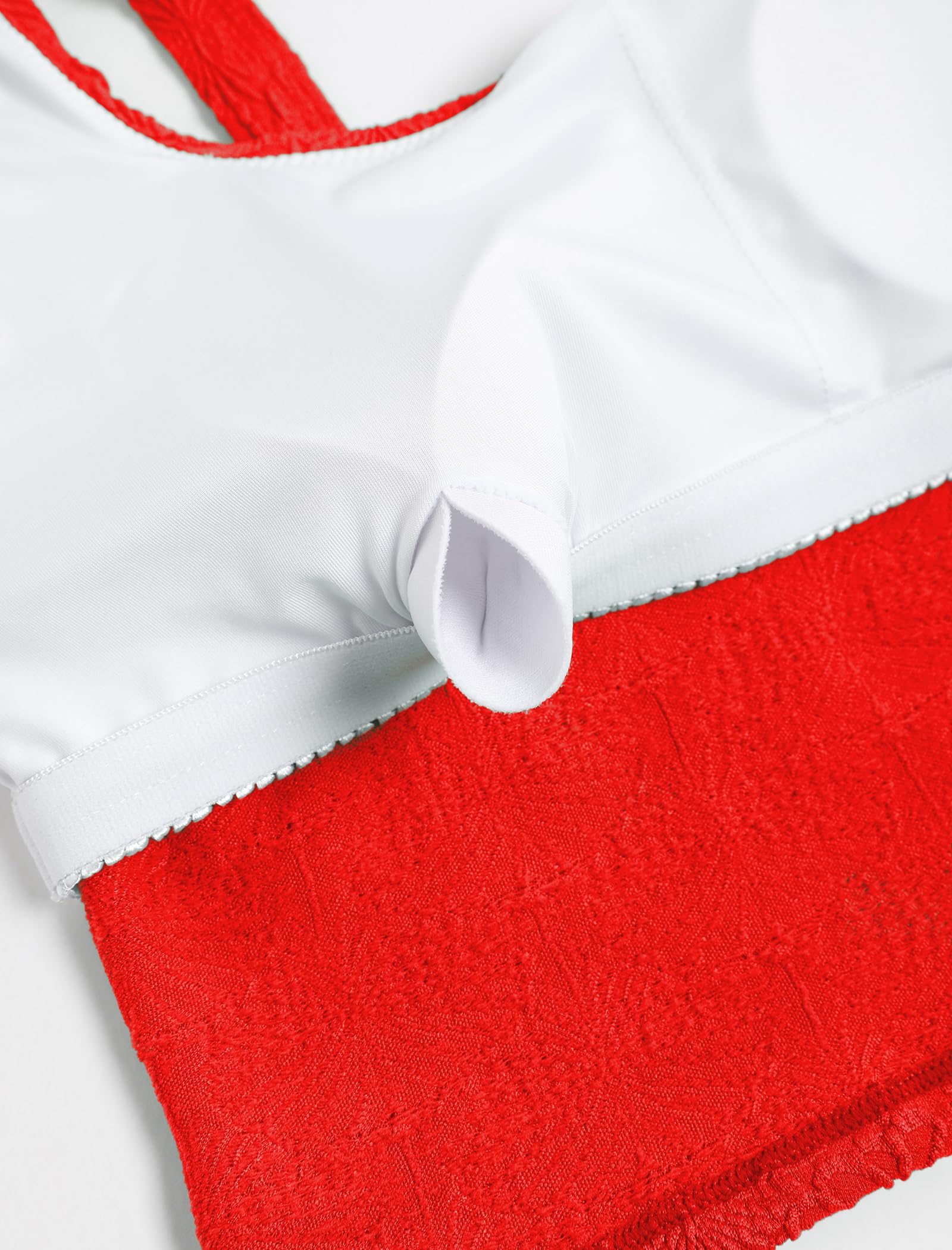 ZAFUL Tankini Swimsuits for Women Tummy Control Bathing Suits 2 Piece Swimwear Red Swim Top with High Waisted Bottom Textured Swimsuit 2026 Medium