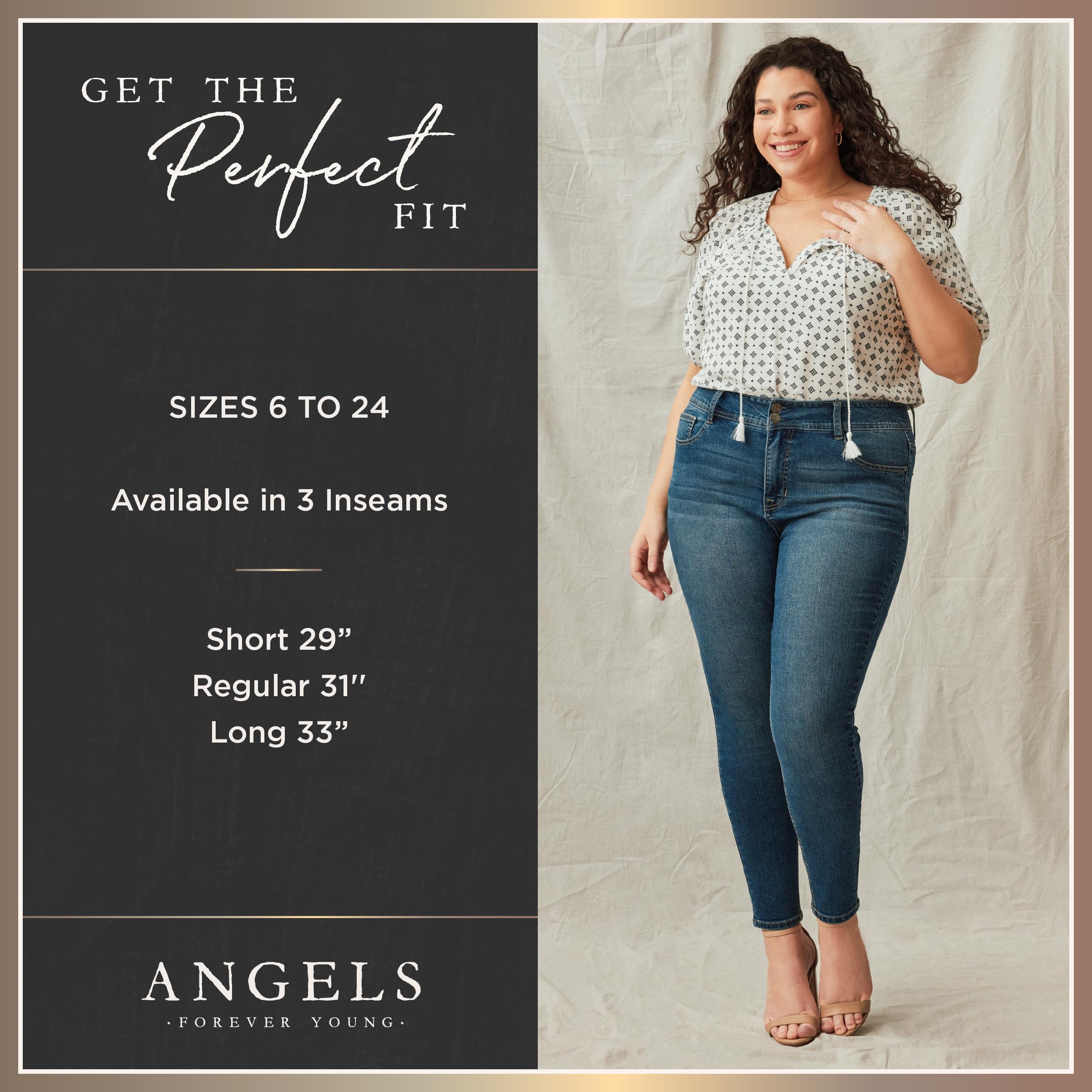 Angels Forever Young 360 Sculpt Bootcut Jeans for Women Figure Enhancing Stretch Denim, Orchard, 12