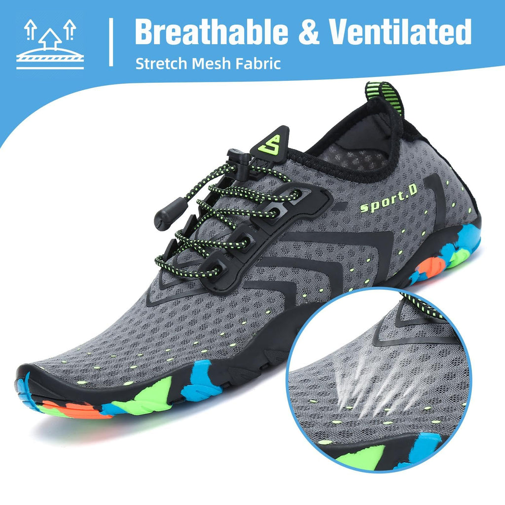 Mishansha Water Shoes for Women Men, Quick-Dry Barefoot Swim Shoes with Drainage Holes, Lightweight Aqua Shoe for Beach Pool River Boating Yoga Walking 10.5 Women/8.5 Men Battleship Grey