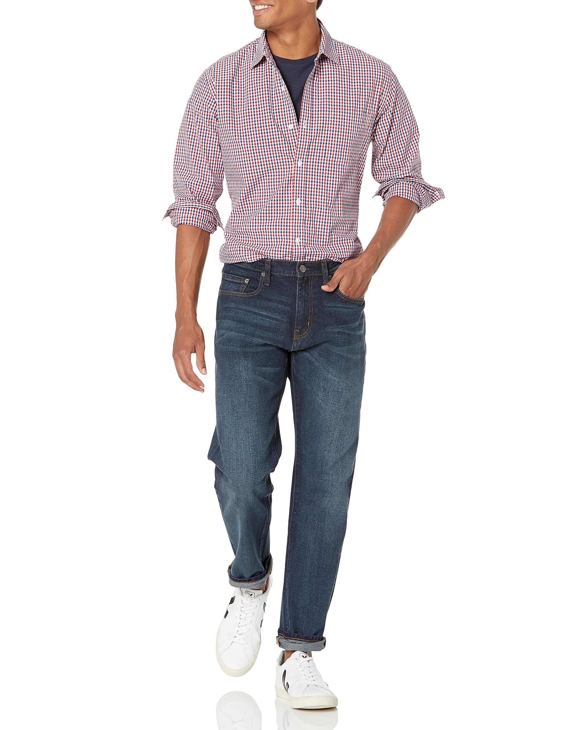 Amazon Essentials Men's Athletic-Fit Stretch Jeans - Discontinued Colors, Dark Wash, 33W x 32L