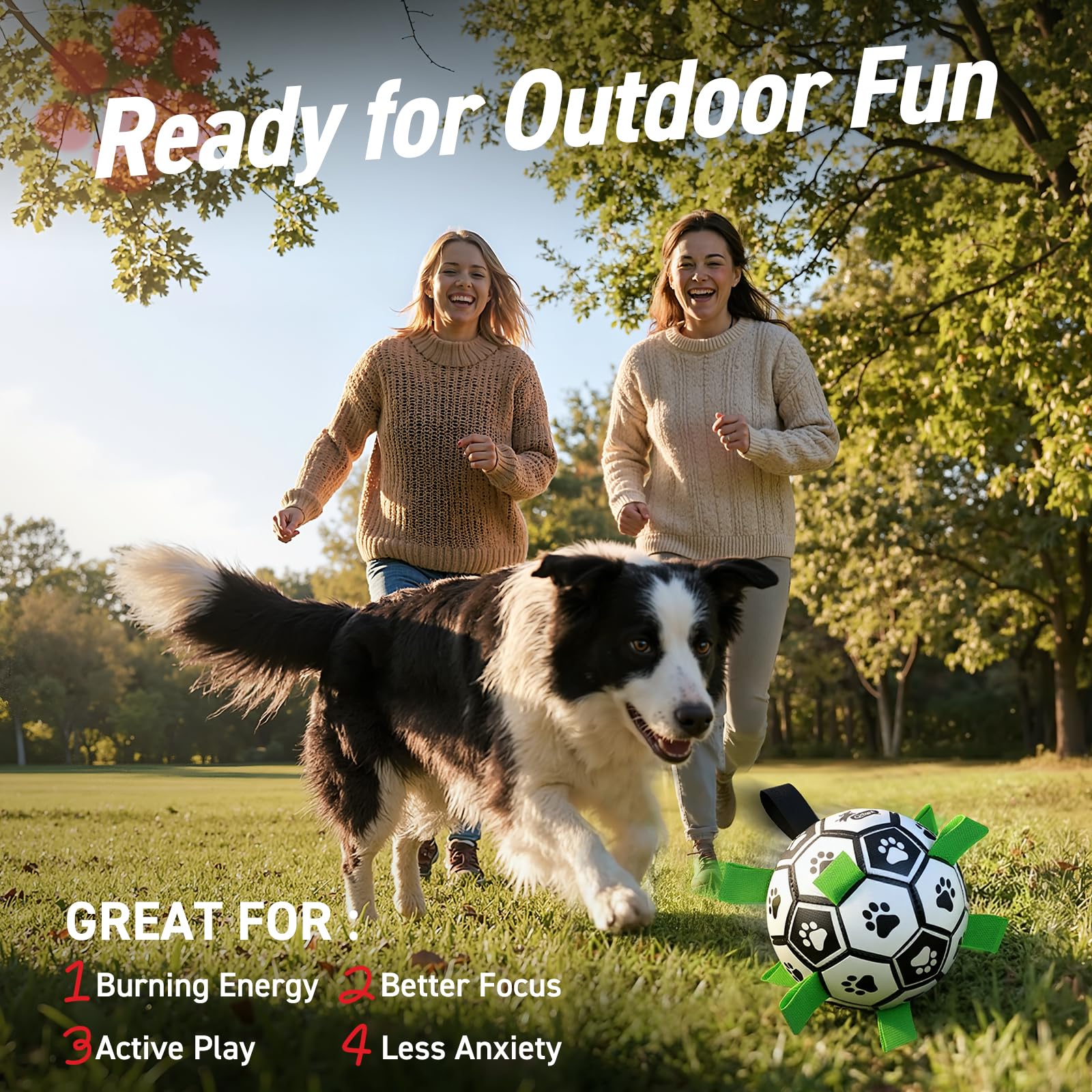 QDAN Dog Toys Dog Balls, World Cup Dog Soccer Ball with Straps, Dog Birthday, Herding Ball, Durable Balls for Small Medium Pet, Puppy Outdoor Toy (6 Inch)