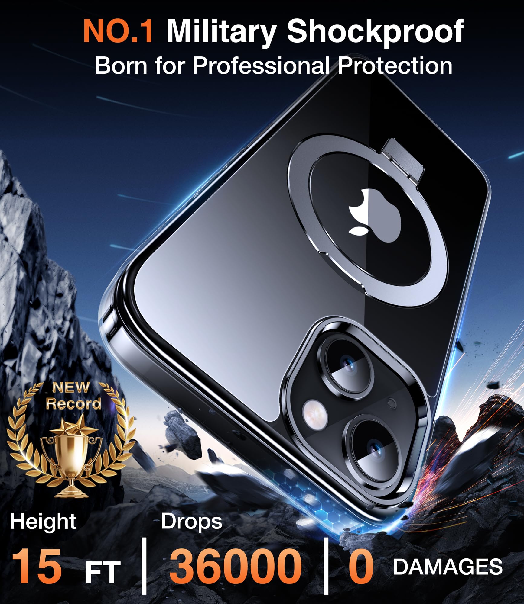 Chicfun 3-in-1 [Magnetic+Kickstand+Ring Holder] for iPhone 13 Case, iPhone 14 Case Compatible with MagSafe, Phone Case iPhone 13/14 with Stand Military Shockproof Protective Magnetic Cover