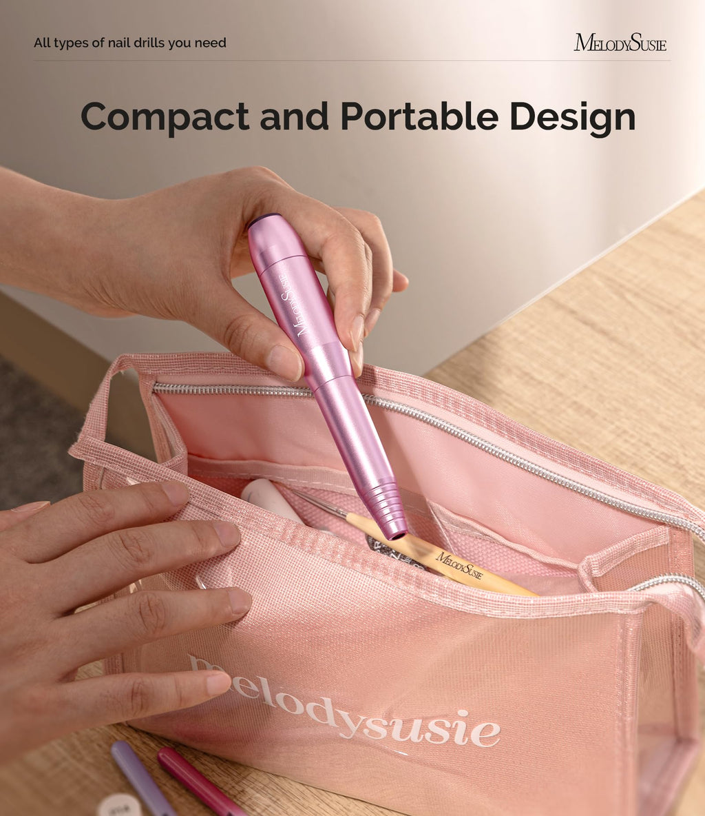 MelodySusie Pen-Shaped Portable Nail Drill with AC Adapter, PC120B 20000RPM Electric File with Compact Design for All Nail Care, Manicure Polishing, Shaping & Gel Removal at Home for Beginners