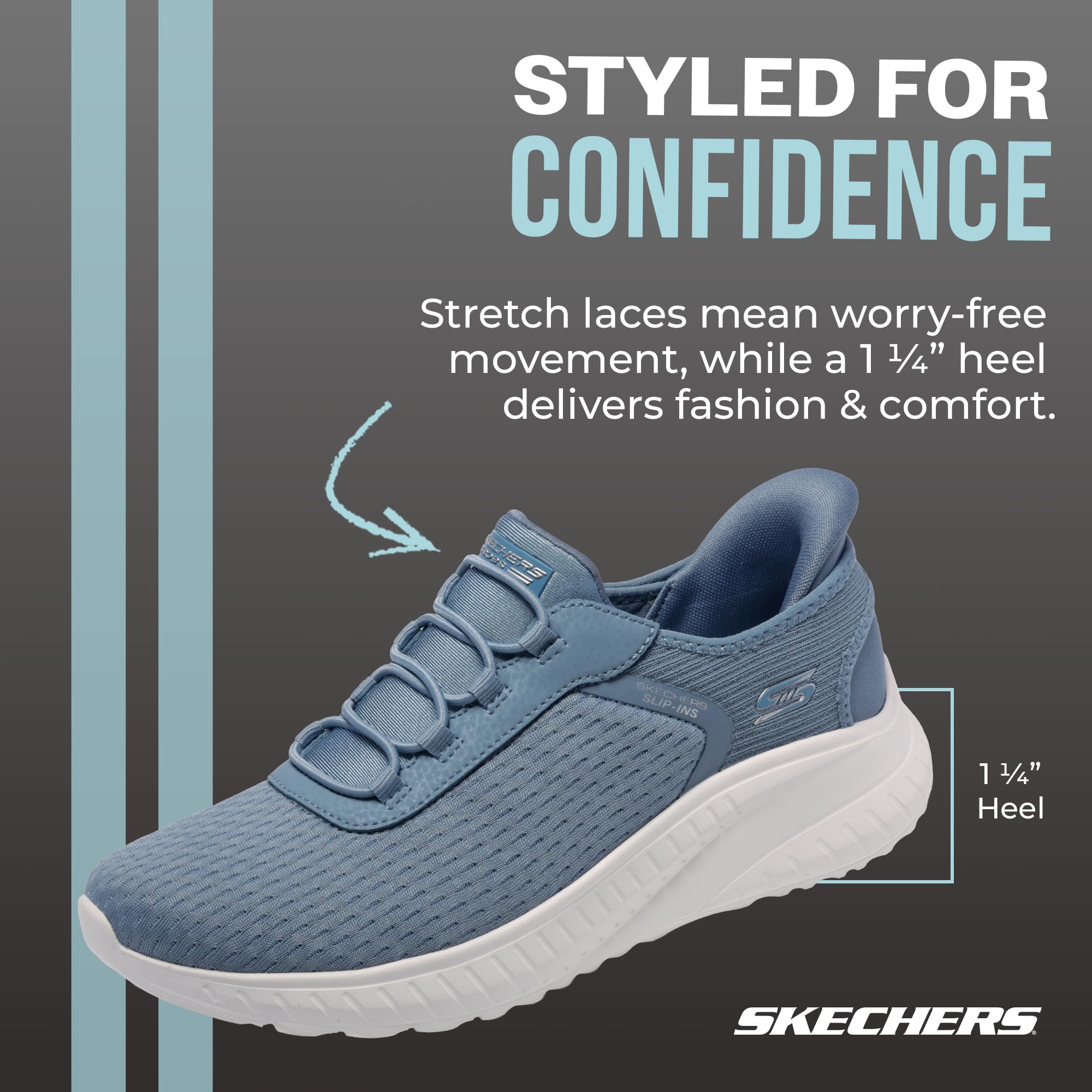 Skechers Women's Hands Free Slip-ins Bobs Squad Chaos - in Color, Slate, 10