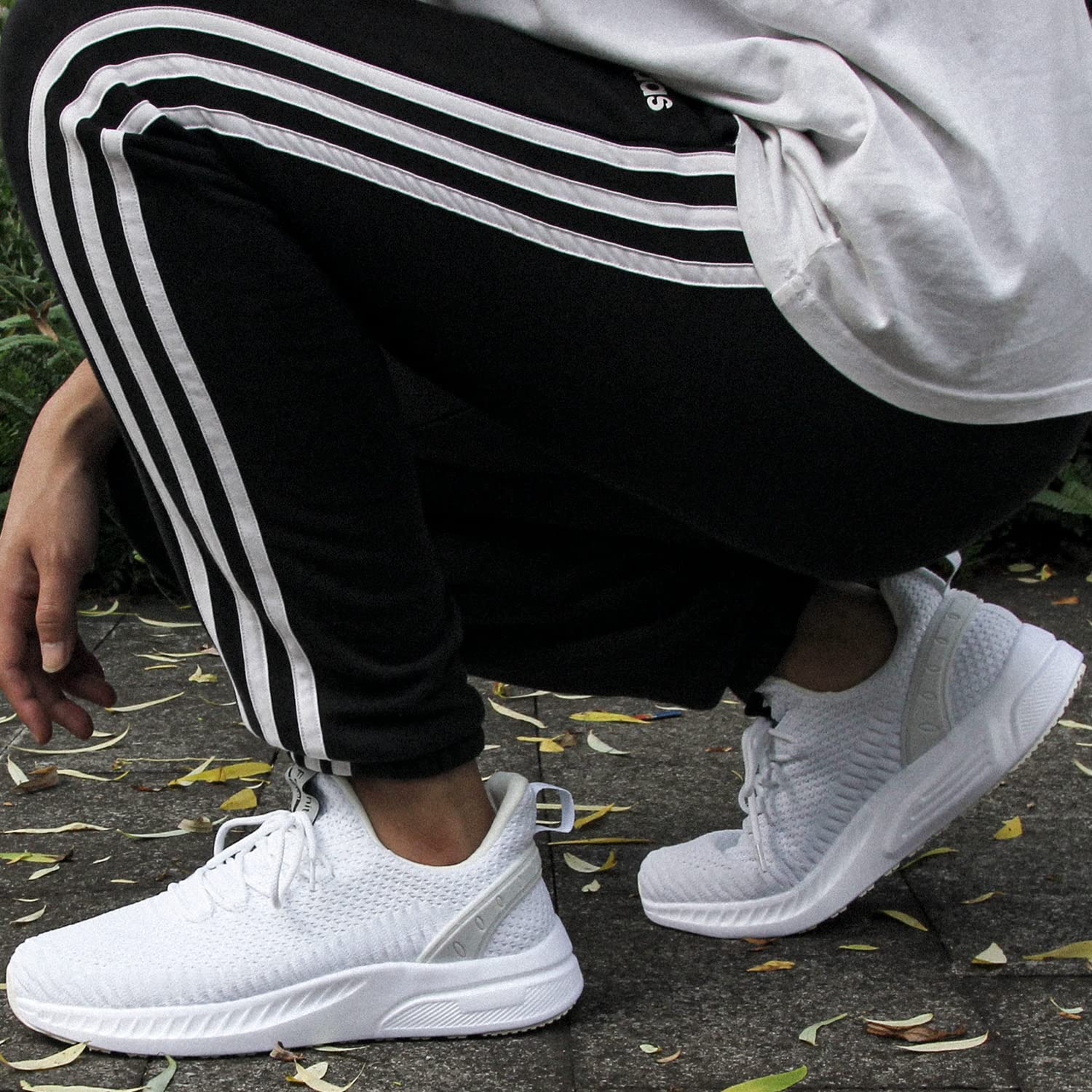 Feethit Mens Slip On Walking Shoes Blade Tennis Shoes Non Slip Running Shoes Lightweight Workout Shoes Breathable Mesh Fashion Sneakers All White Size 10.5