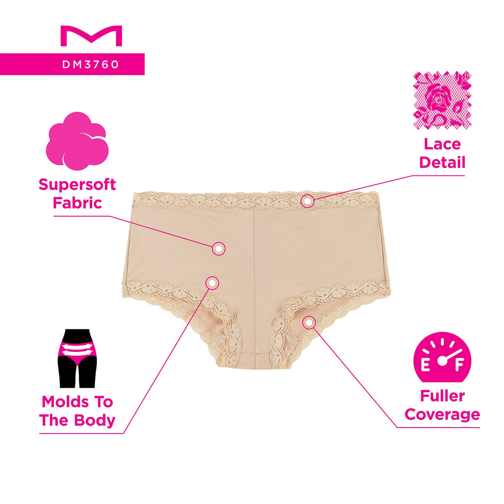 Maidenform Women's Underwear Boy Shorts Pack, 3-Pack, Microfiber Boy shorts Underwear Women Pack, Lace Panties for Women