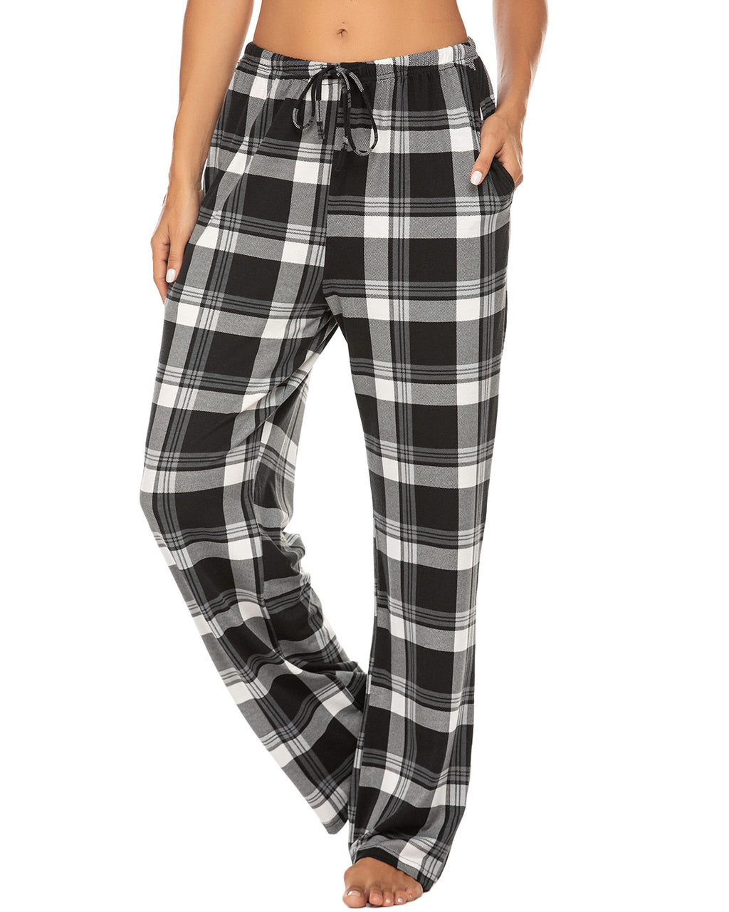 Ekouaer Womens 2 Pack Lounge Pants Comfy Pajama Pants Plaid Pajama Bottoms with Pockets Drawstring Pj Bottoms