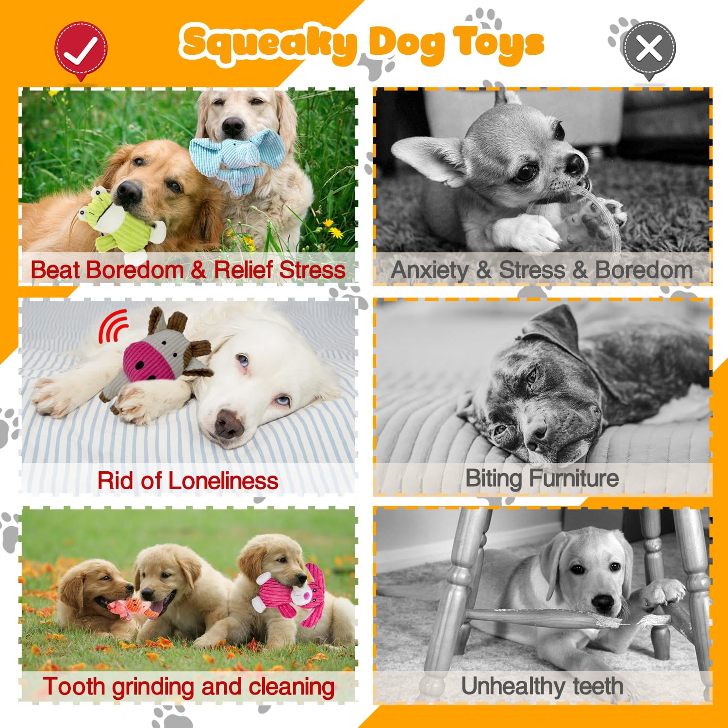 MRSOHRET 5 Pack Dog Toys Squeaky, Tough Stuffed Plush Puppy Chew Toys for Teething, Durable Plush Dog Toy for Large Medium Small Breed to Keep Them Busy