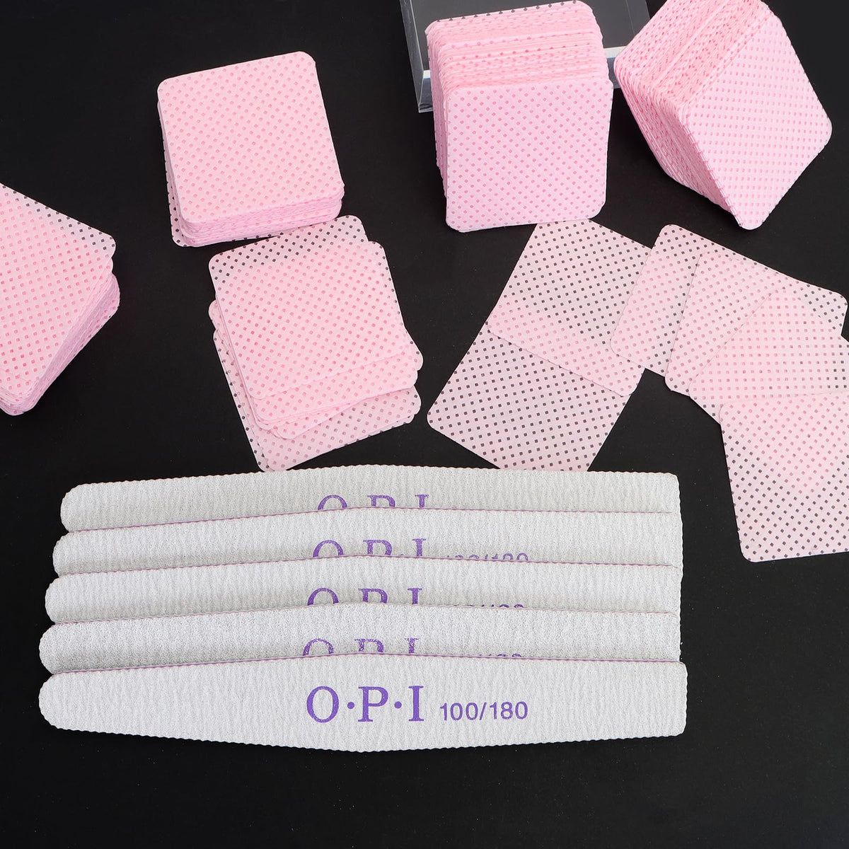 600 Pcs Lint Free Wipes for Nails, Nail Wipes Pads with 5 Pcs Nail Files, Nail Art Acrylic Gel Remover Wipes, Lint Free Polish Pads for Nail, Eyelash, Nail Art