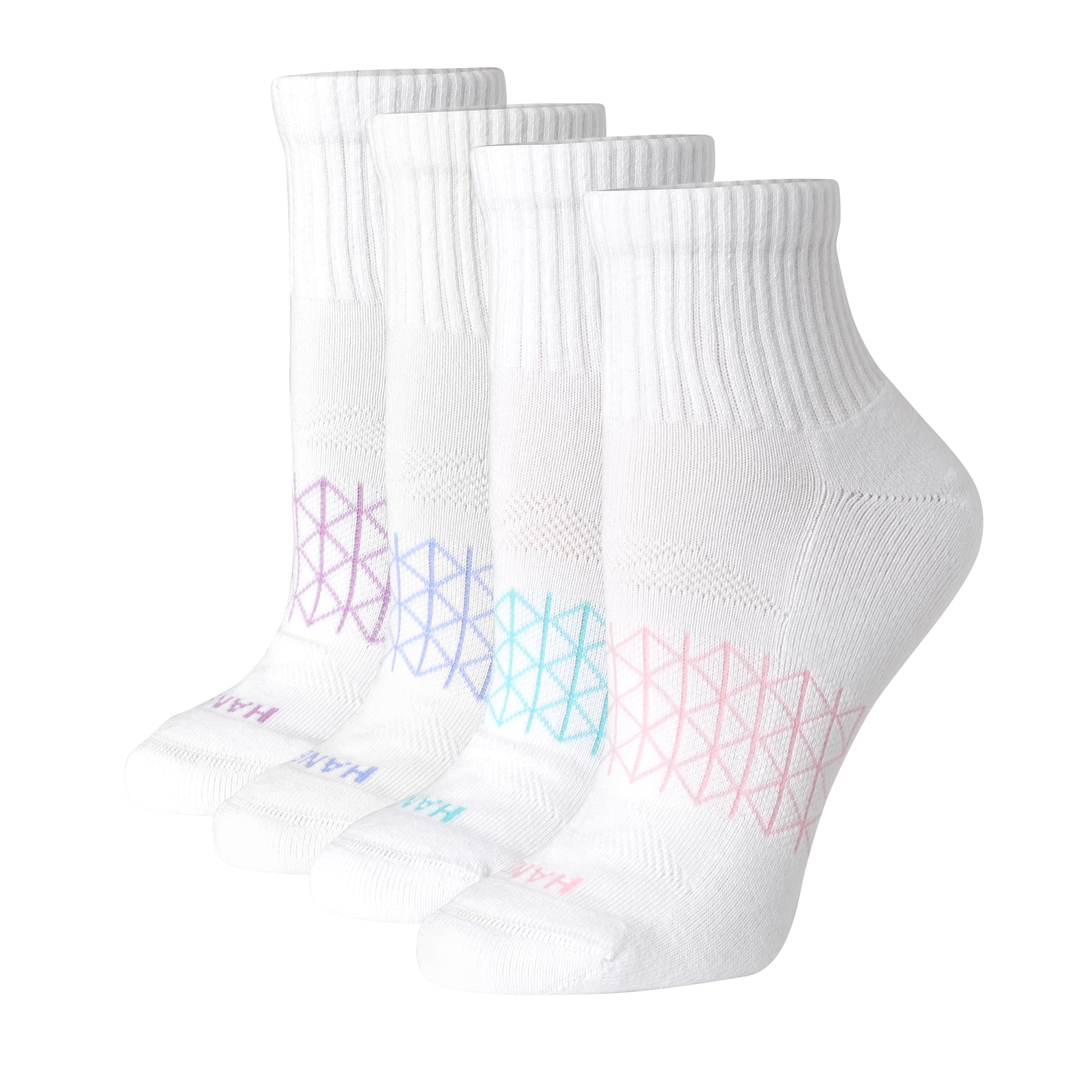 Hanes Women's Cushioned Ankle Socks, Absolute Active Ankle Socks for Women, Seamless Toe, 4-Prs