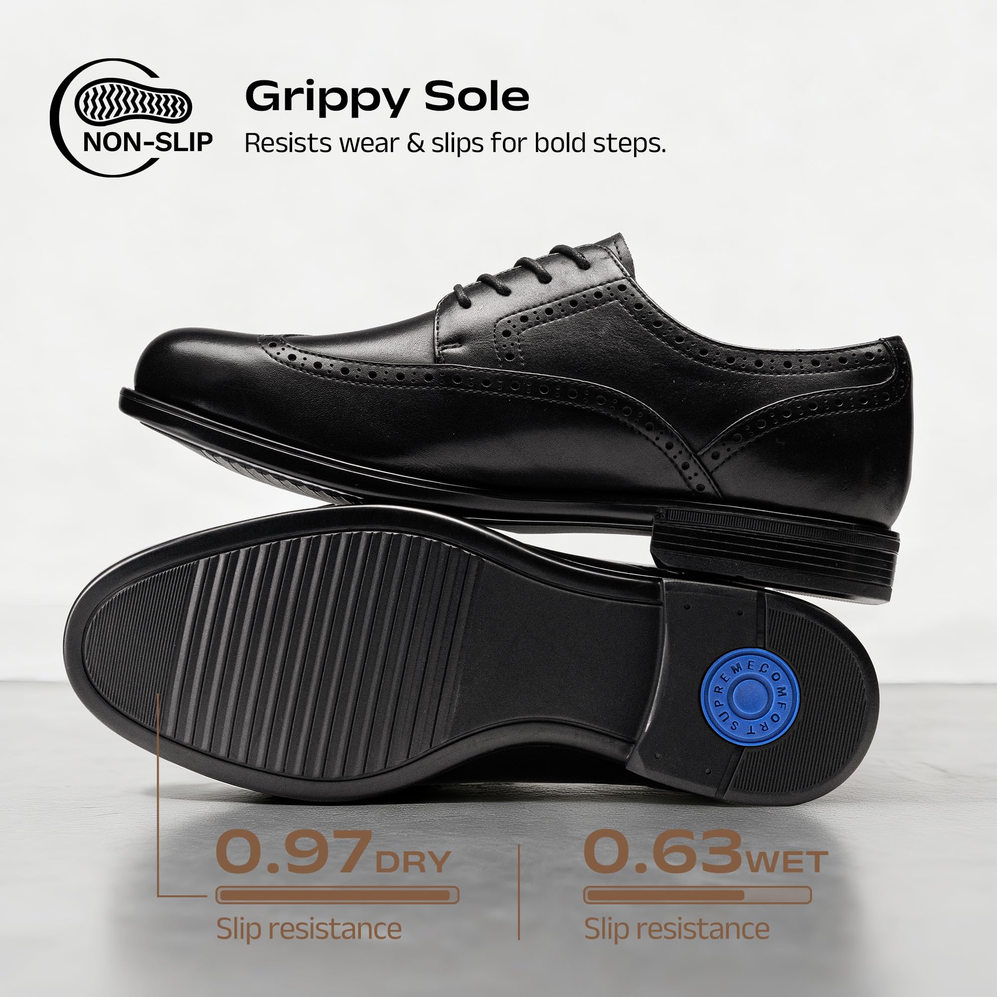 Bruno Marc Men's Brogue Wingtip Oxfords, Full Grain Leather Dress Shoes Flexible Forefoot for Work & Business Comfort Lightweight Lace Classic Formal Shoes,Size 10.5,Black,SBOX26008M