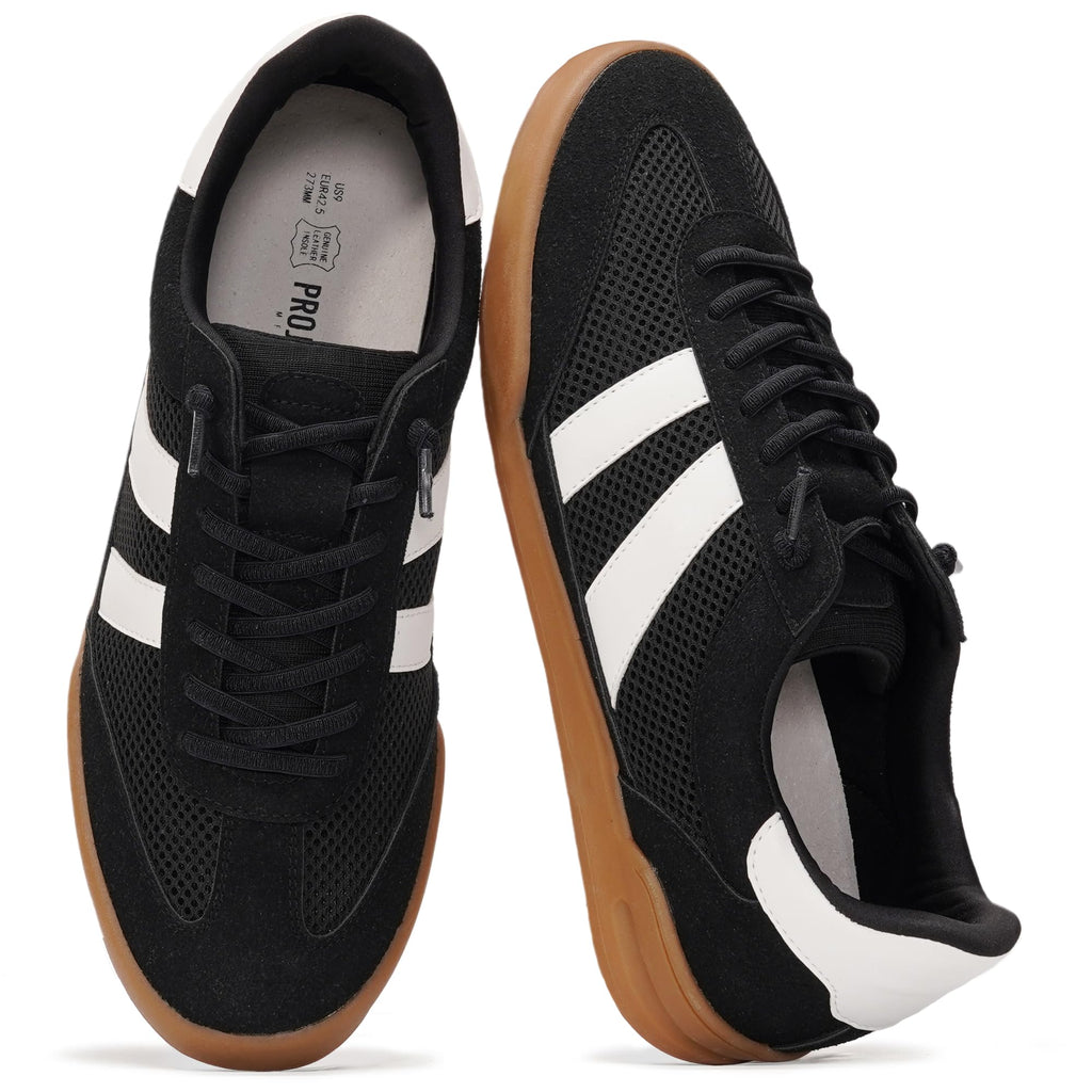 Project Cloud Sneakers for Men - 100% Genuine Leather Mens Casual Shoes Memory Foam Insole Mens Sneakers - Non Slip Outsole Dress Sneakers Men (HISVERDY,Black,9.5)