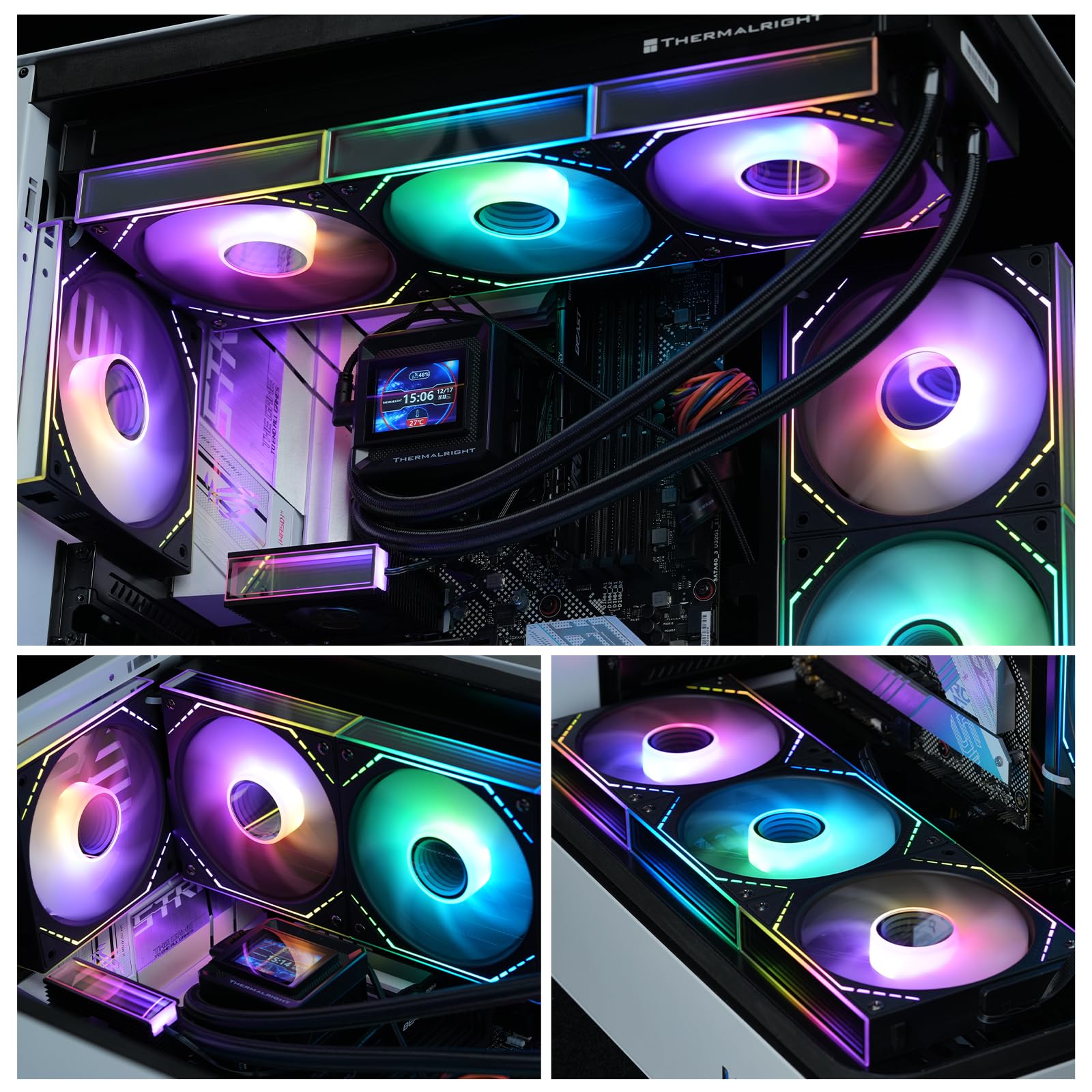 Thermalright TL-M12Q-S X3 120mm PC Case Fans, 2000RPM High Airflow, ARGB Daisy-Chain, Infinity-Mirror Lighting, 3-Pack