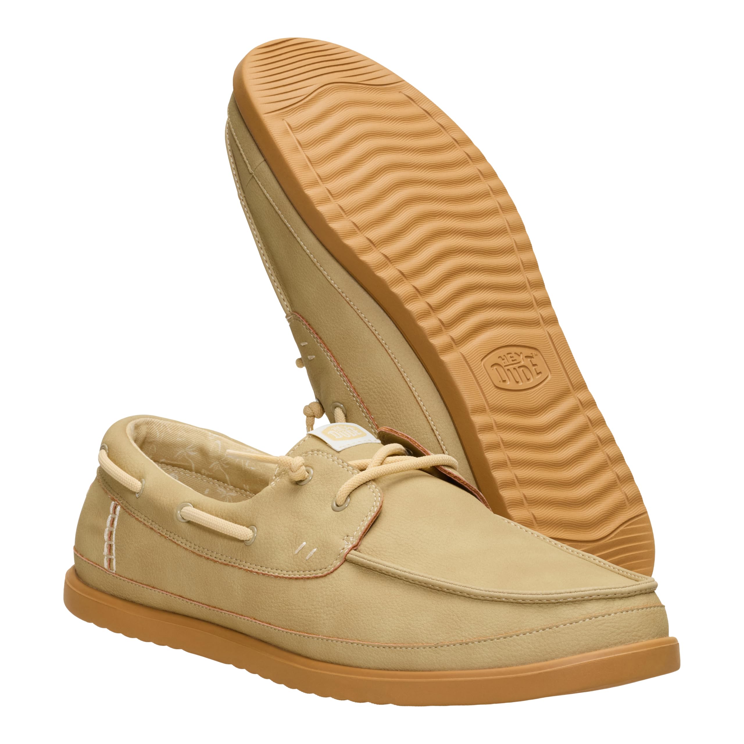 HEYDUDE Men’s Harbor Lo Classic Boat Shoe | Olive Grey/Multi Size 11 | Lightweight Slip-On Loafer with Faux Leather Upper for Casual Daily Wear