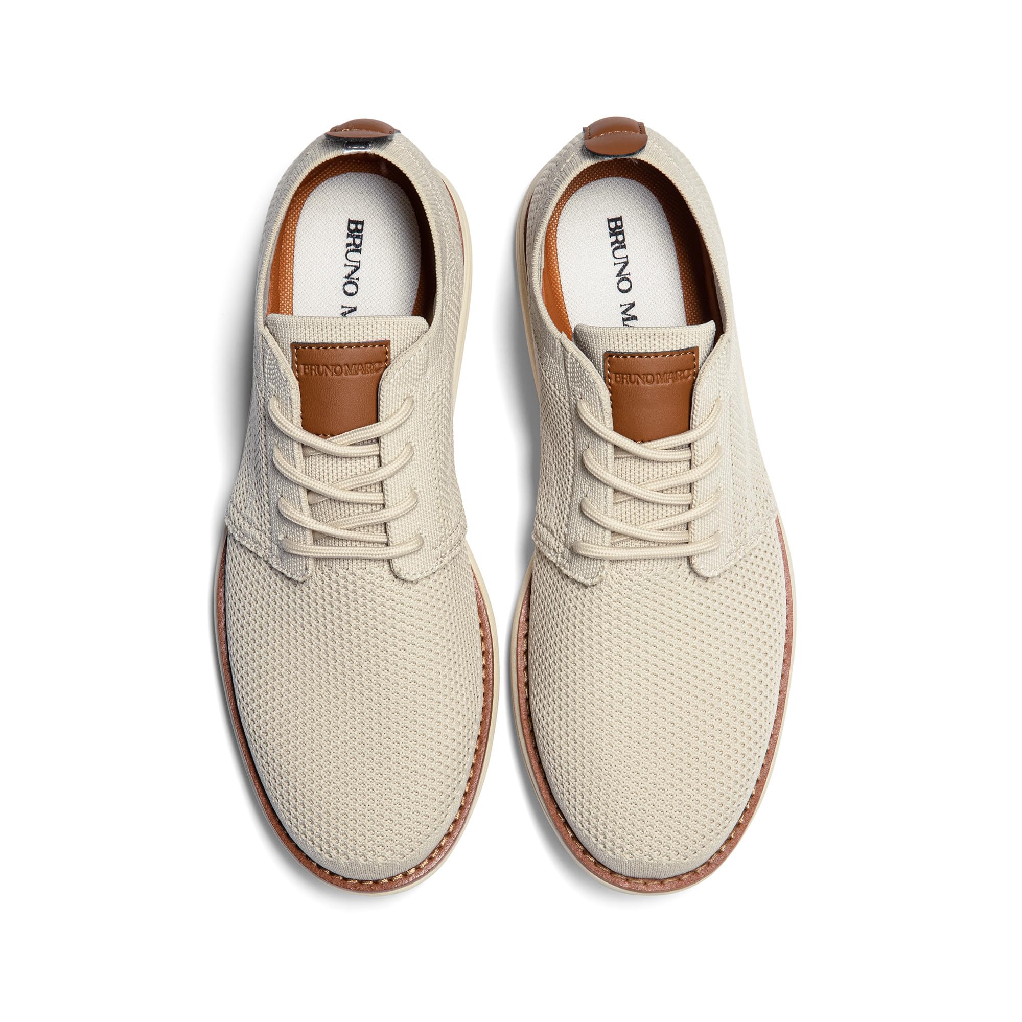 Bruno Marc Men's KnitFlex Breeze Mesh Sneakers Oxfords Lace-Up Lightweight Casual Walking Shoes,Size 10.5,Apricot,GRAND-01