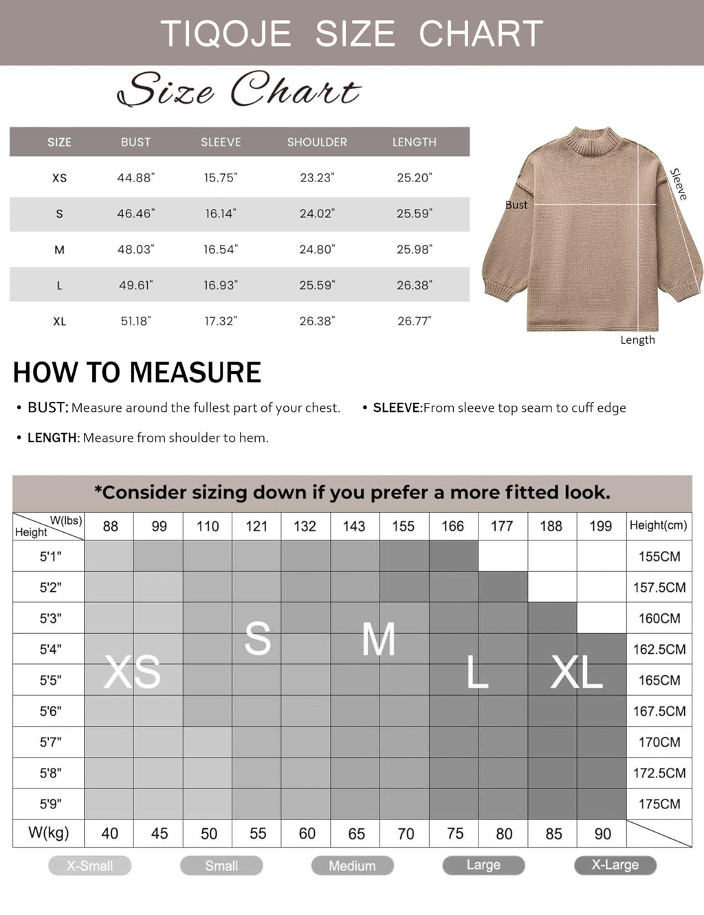 TIQOJE Women's Oversized Crewneck Fall Sweaters for Women 2024 Long Sleeve Fuzzy Knit Chunky Pullover Sweater(Khaki-S)