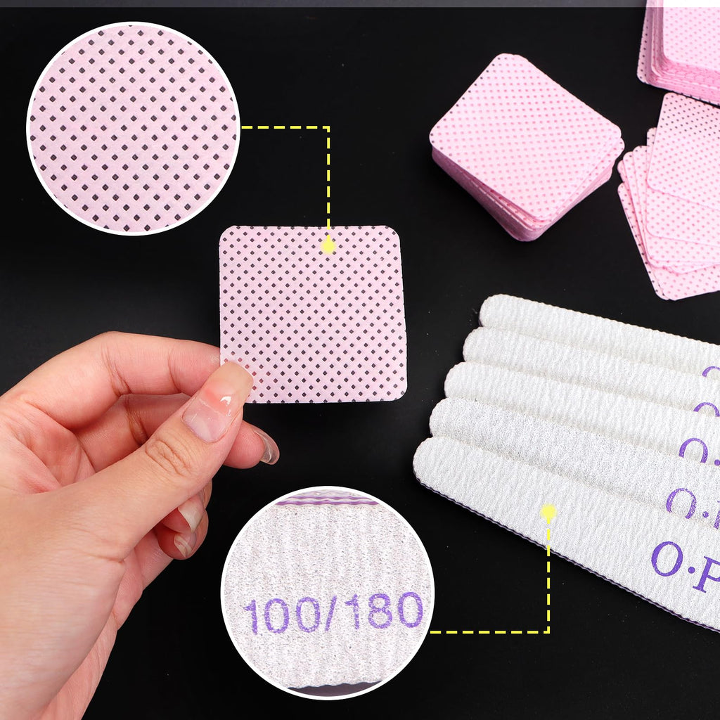 600 Pcs Lint Free Wipes for Nails, Nail Wipes Pads with 5 Pcs Nail Files, Nail Art Acrylic Gel Remover Wipes, Lint Free Polish Pads for Nail, Eyelash, Nail Art