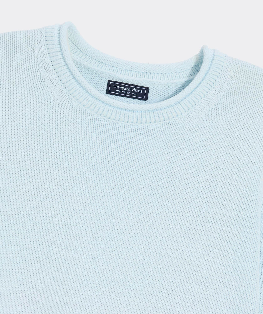 vineyard vines Katie Cotton Rollneck Solid Sweater, Rocks Blue, XL