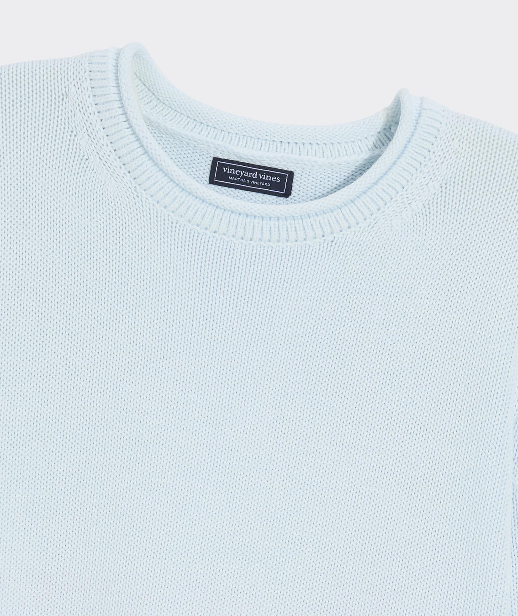 vineyard vines Katie Cotton Rollneck Solid Sweater, Rocks Blue, XL