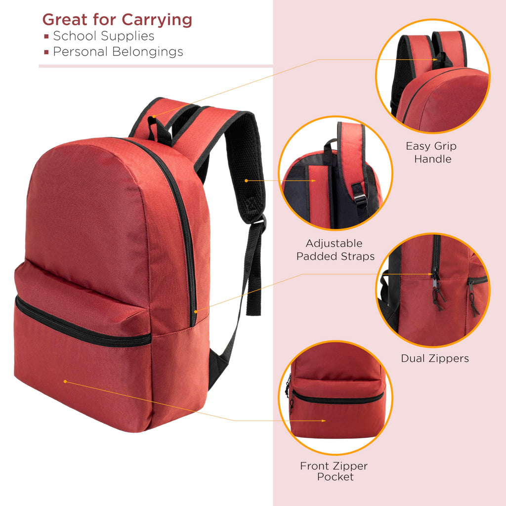 Moda West 10 Pack 17" Bulk School Backpacks for Kids