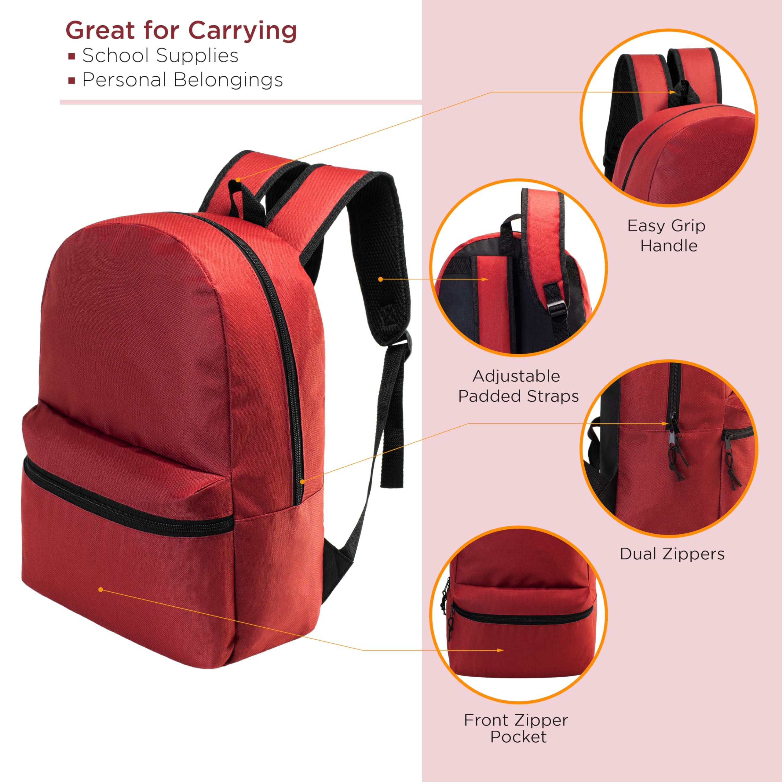 Moda West 10 Pack 17" Bulk School Backpacks for Kids