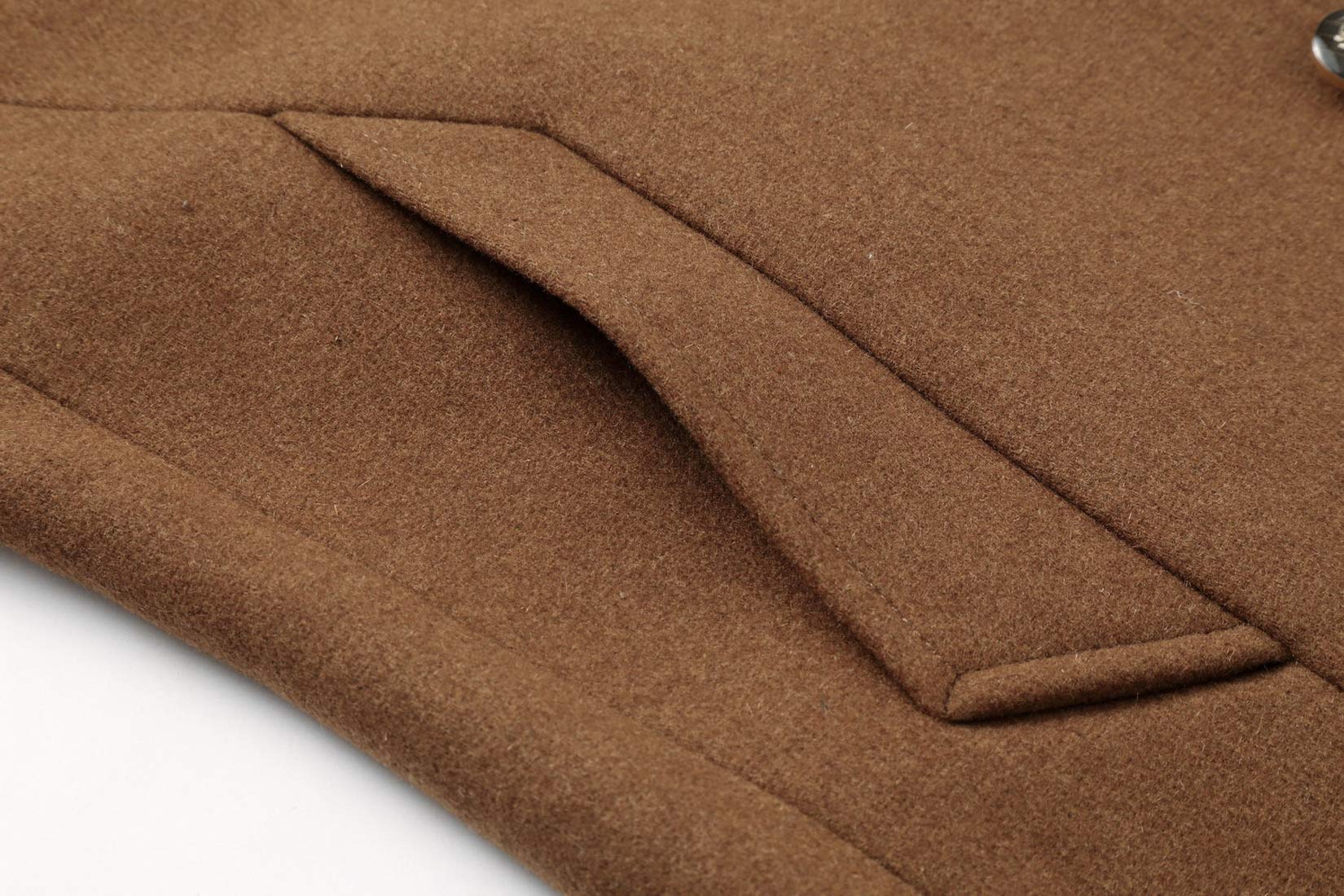 chouyatou Men's Classic Notched Collar Double Breasted Wool Blend Pea Coat (Large, Single-Camel)