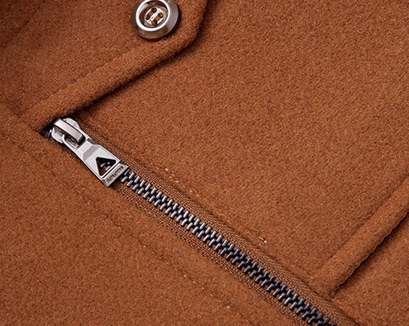 chouyatou Men's Stand Collar Wool-Blend Classic Pea Coat with Removable Inner Collar (Small, H36-Brown)