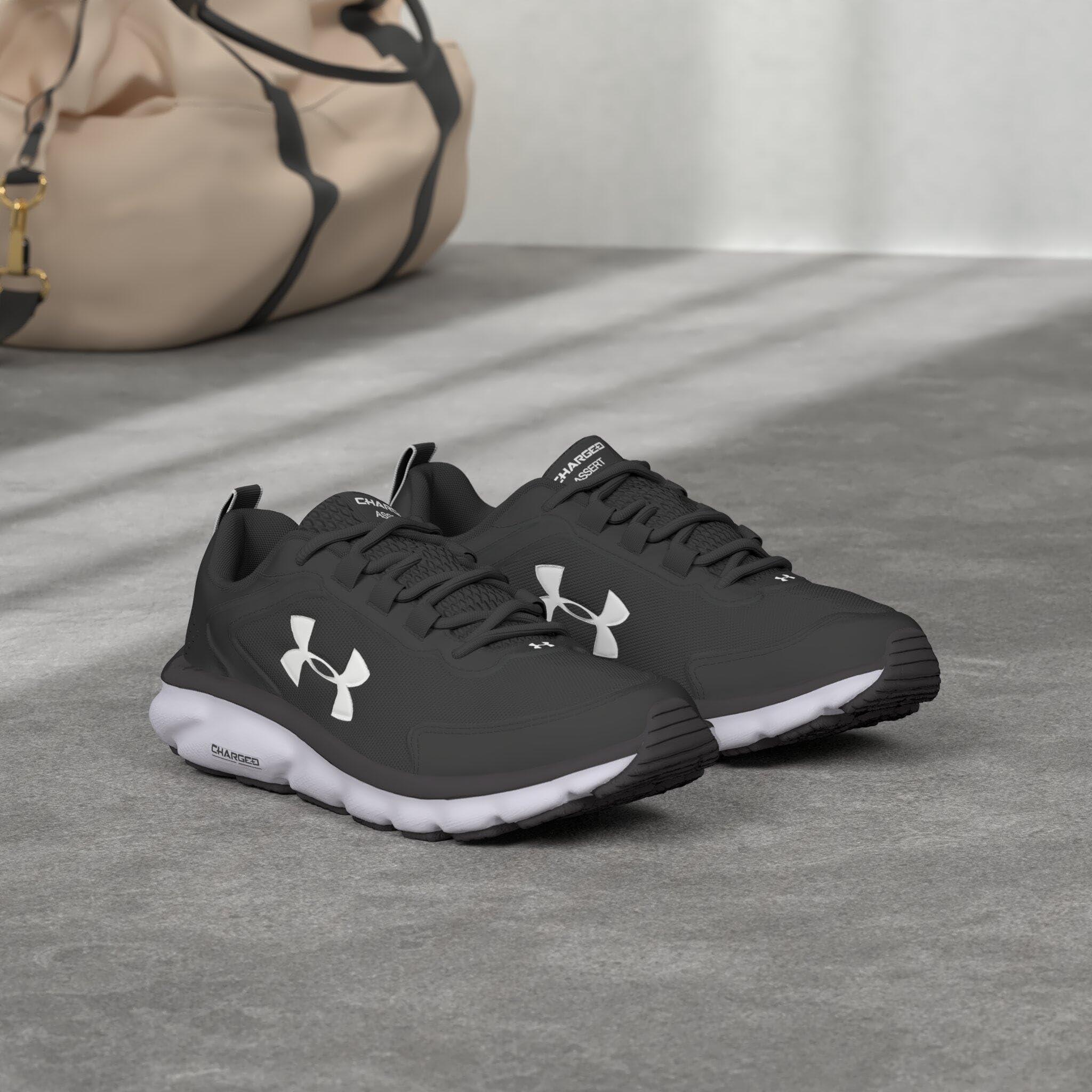 Under Armour Women's Charged Assert 9, Black/White, 9.5 US