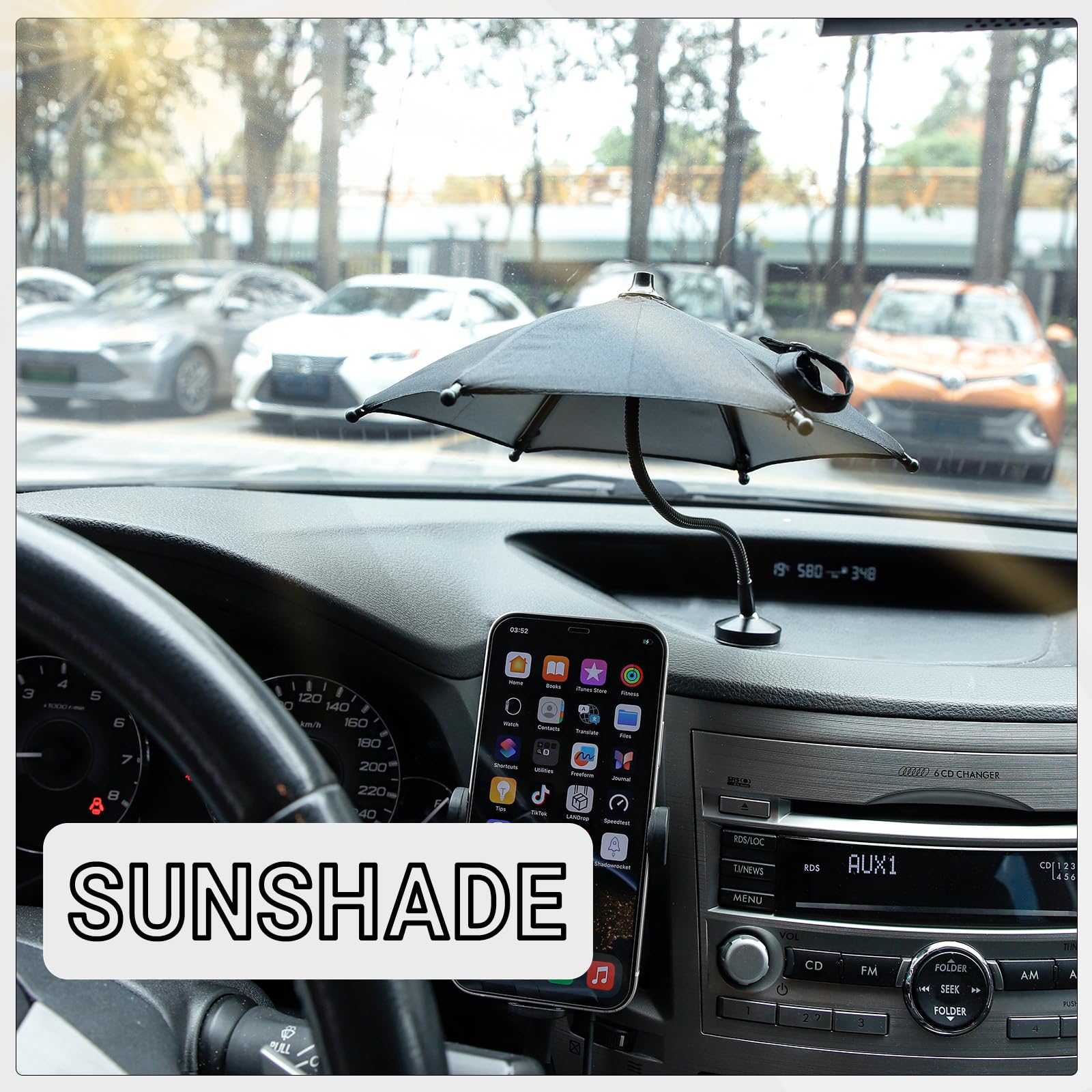 Magnetic Phone Umbrella for Sun,Outdoor Phone Sun Shade Shield with Flexible Angle Design & Rotatable Phone Ring,Umbrella for iPhone 17 Air 16 15 14 13 Pro Max Plus,Mag-Safe Case &All Phone Anti-Glare