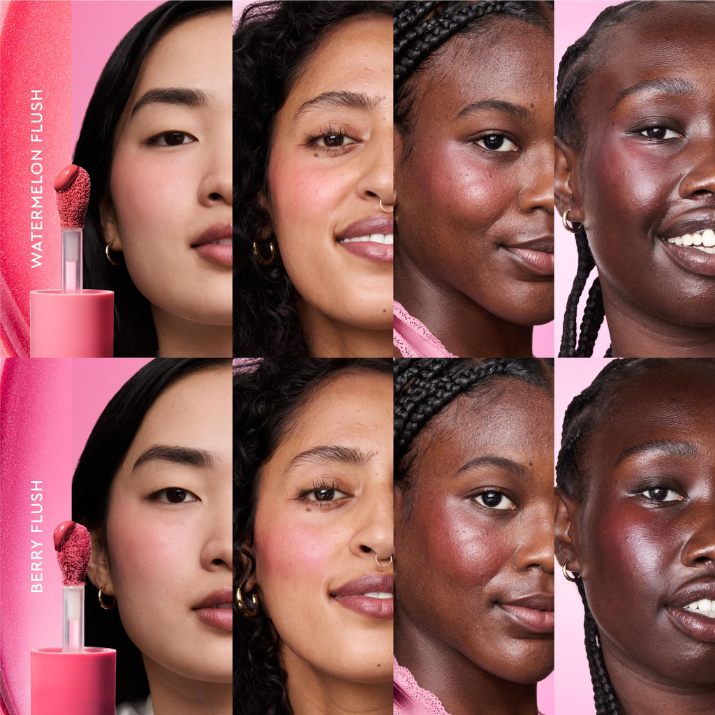 Glow Recipe Niacinamide Dewy Flush Tinted Liquid Blush Serum - Glowy Blush for Cheeks to Smooth, Hydrate & Brighten - Liquid Korean Makeup with Buildable Soft Pink Tint - Watermelon Flush (0.4 oz)