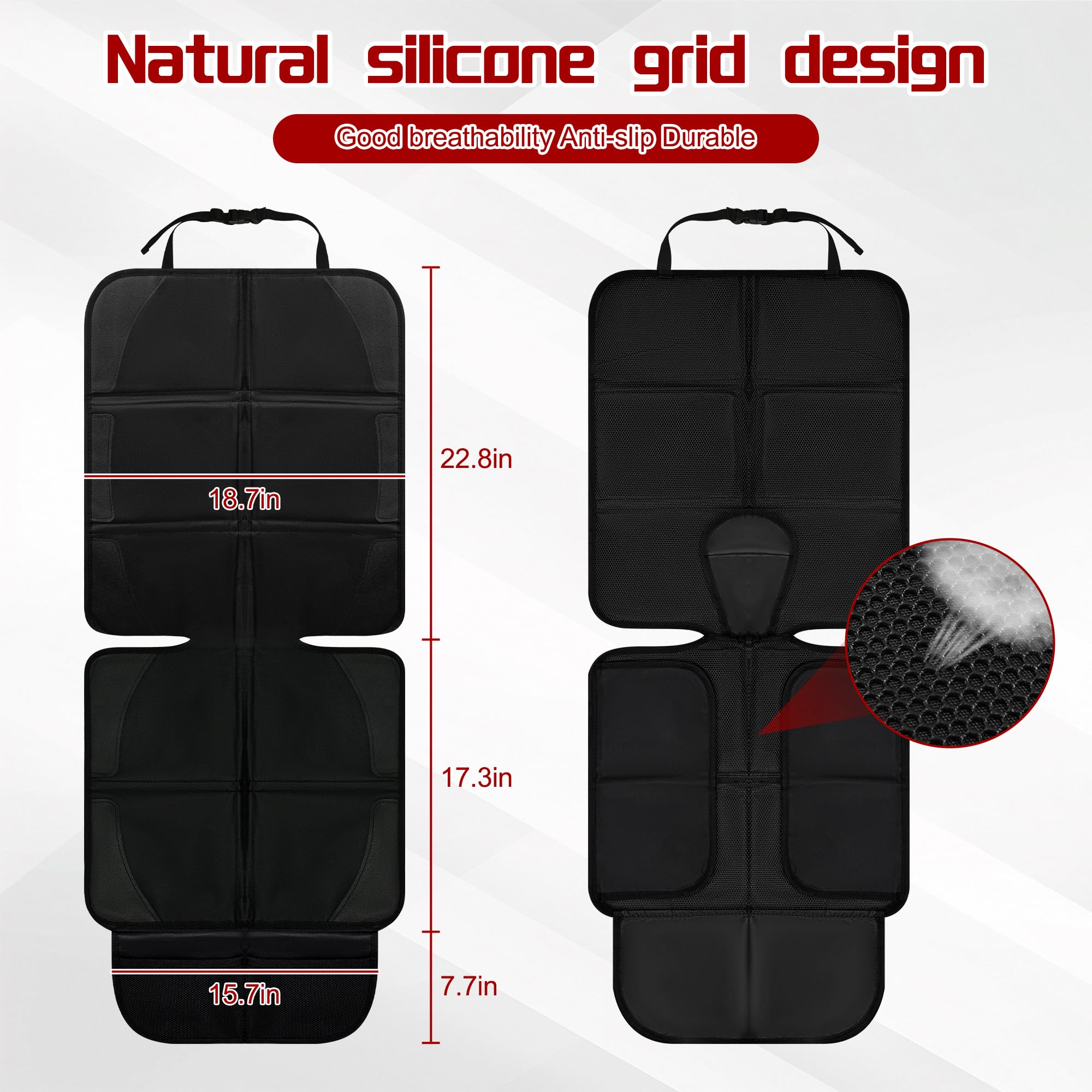 JEYODA Car Seat Protector, Baby Car Seat Protector, Thick Padding, Seat Protector with Mesh Storage Pockets, Non-Slip Padded Backing for Child Pet (Black Liner)