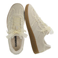 CUSHIONAIRE Belinda Women’s Lace Detail Casual Sneakers – Elegant Ribbon Lace-Up Summer Shoes for Women with Memory Foam, IVORY 9W