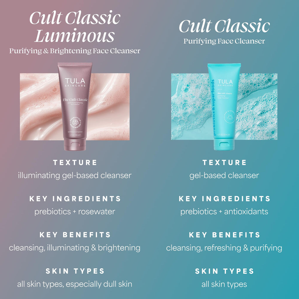 TULA Skincare Cult Classic Purifying Face Cleanser, Sparkling Rosé, Daily Wash for Pores & Skin Balance with Prebiotic Extracts, Antioxidants & Turmeric, Deep Cleansing Formula, 6.7 FL OZ