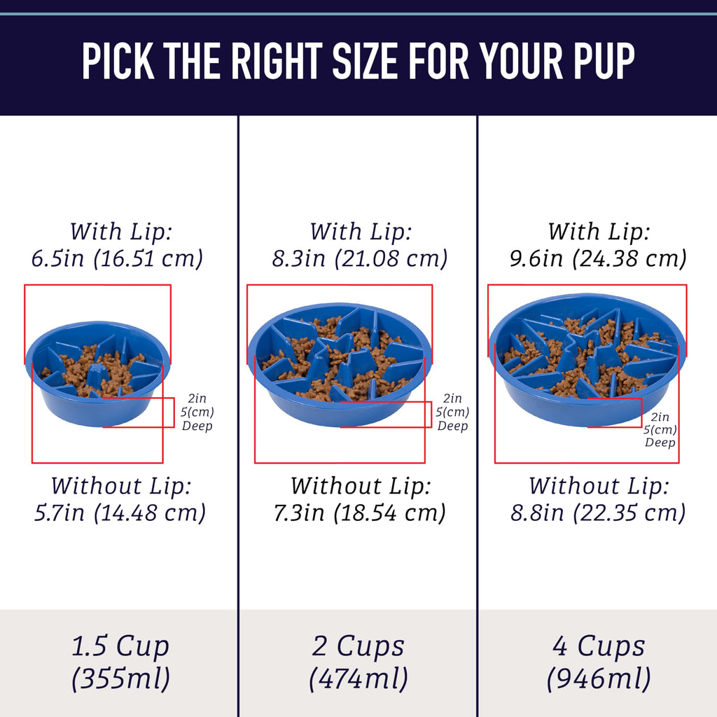 Leash Boss Slow Feeder Dog Bowls (2 Cup) Puzzle Dog Food Bowl - Fits into Elevated Pet Feeders - Slow Eating for Large, Medium & Small Sized Breeds - Gray