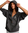 Victoria's Secret PINK Women's Campus Fleece Full-Zip Hoodie Sweatshirt, Coal, (M)