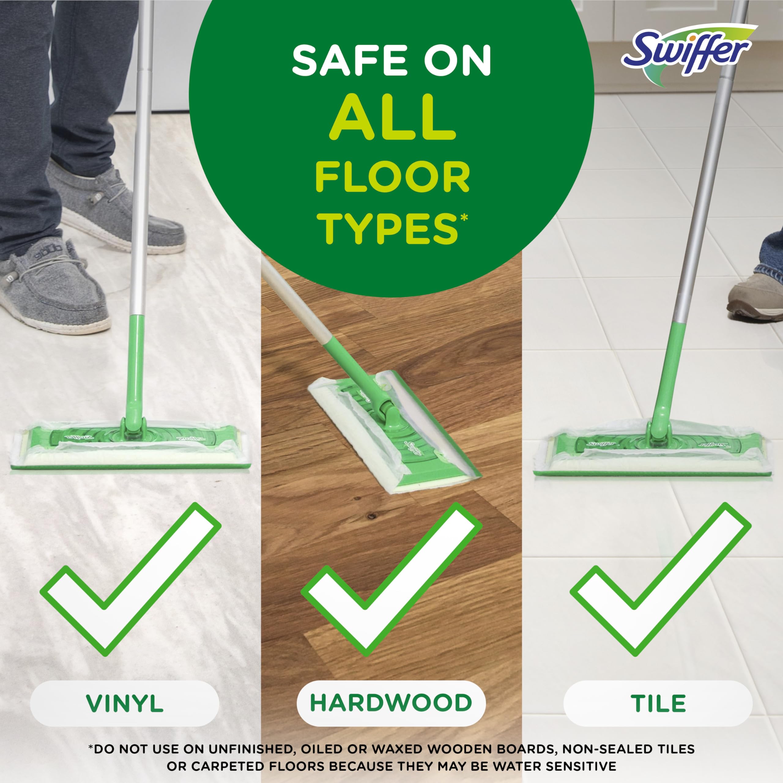 Swiffer Sweep + Mop, Wet Pads Refill, Floor Cleaner for Dirt, Dust, Hair, Cleaning Cloths for Mopping Home, Bathroom, Kitchen, All Purpose Multi-Surface Floor Wipes, Fresh, 24ct