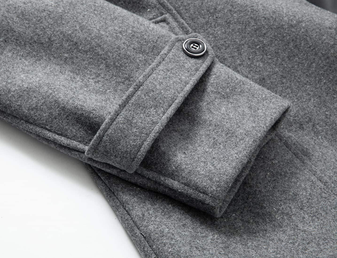 chouyatou Men's Winter Stylish Wool Blend Single Breasted Military Peacoat (Medium, Solid-Grey)