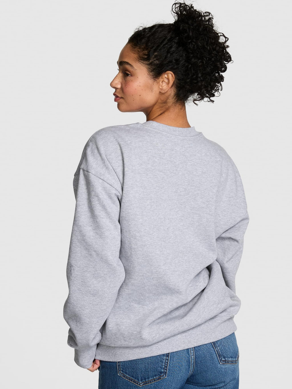 Victoria's Secret Women's PINK Campus Fleece Oversized Crew Sweatshirt, VS Medium Grey Heather, (M)