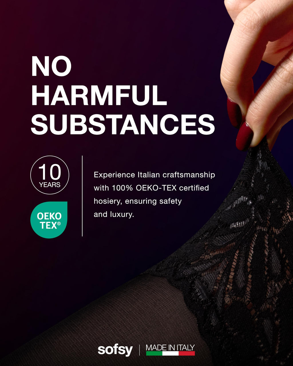 sofsy Anti-Slip Black Thigh High Stockings for Women - Italian 60 Den Opaque Stay Up Nylons Silicone Floral Lace Top, Reinforced Toe | Petite Size - XS/S