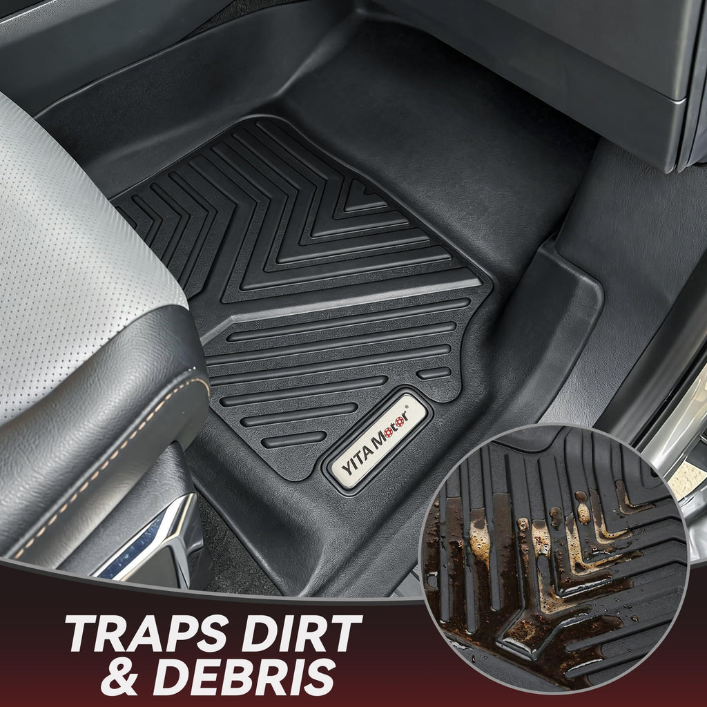 YITAMOTOR Floor Mats for 2019-2026 Chevrolet Silverado/GMC Sierra 1500 & 2020-2026 Chevy Silverado/GMC Sierra 2500HD/3500HD Crew Cab With Underseat Storage Box Bucket Seat, 1st & 2nd Row, Black