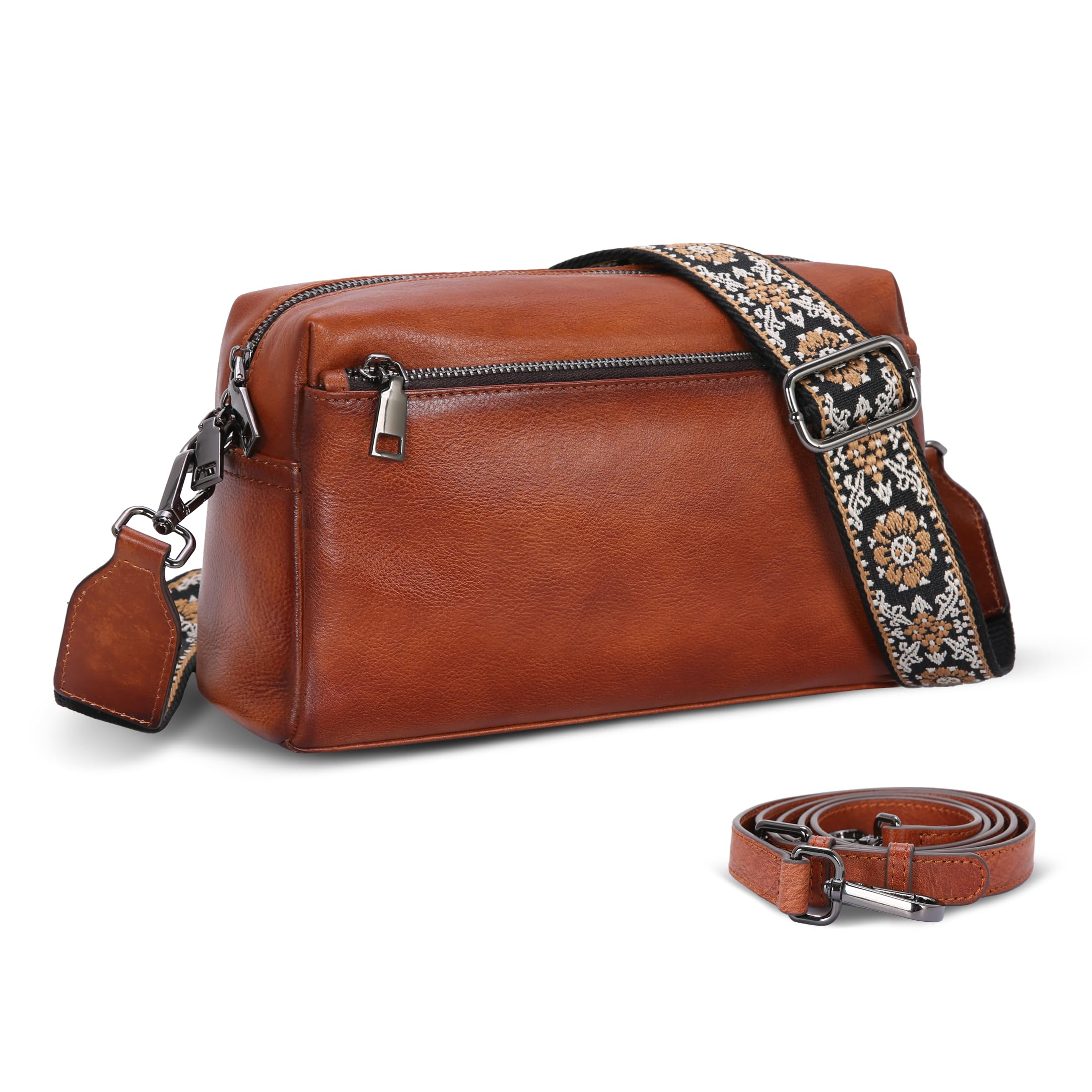 HESHE Small Leather Crossbody Bags for Women Hobo Shoulder Handbags(BN)