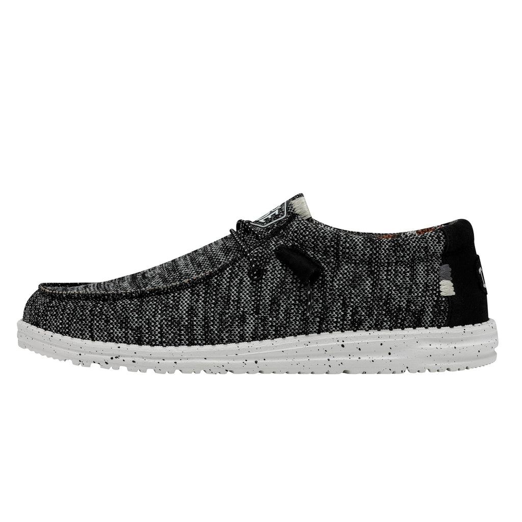 HEYDUDE Men's Wally Sox Black White Size 13 | Men's Loafers | Men's Slip On Shoes | Comfortable & Light-Weight