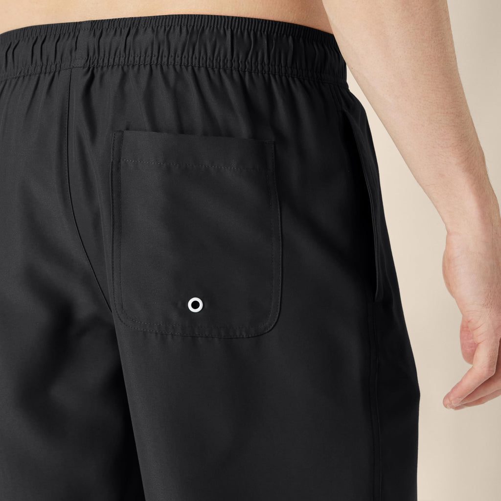 Amazon Essentials Men's 9" Swim Trunks with Mesh Lining, Pockets, Drawstring Closure, Black, Large