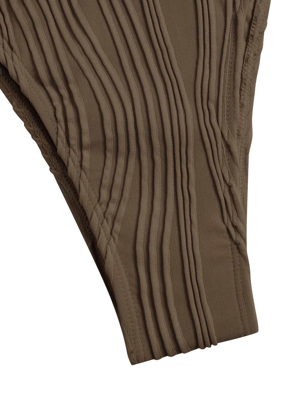 ZAFUL Womens Texture Bikini Sets Knot Front O Ring Tie Wide Straps Swimsuits 2 Pieces String Bathing Suits (1-Brown, L)