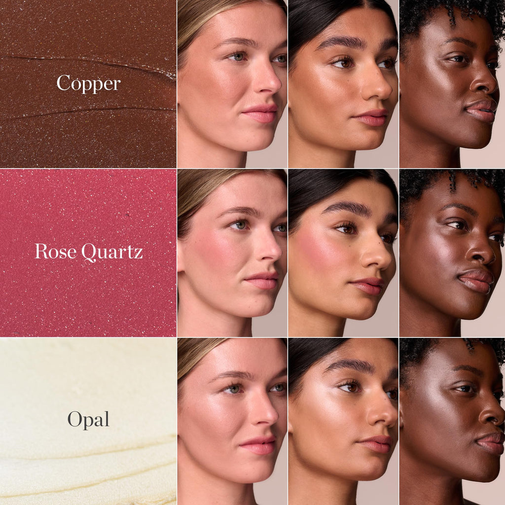 Ogee Face Stick Crystal Collection Trio - Contour Stick Makeup Collection - Certified Organic Contour Palette - Includes Bronzer Stick, Blush Stick & Highlighter Stick