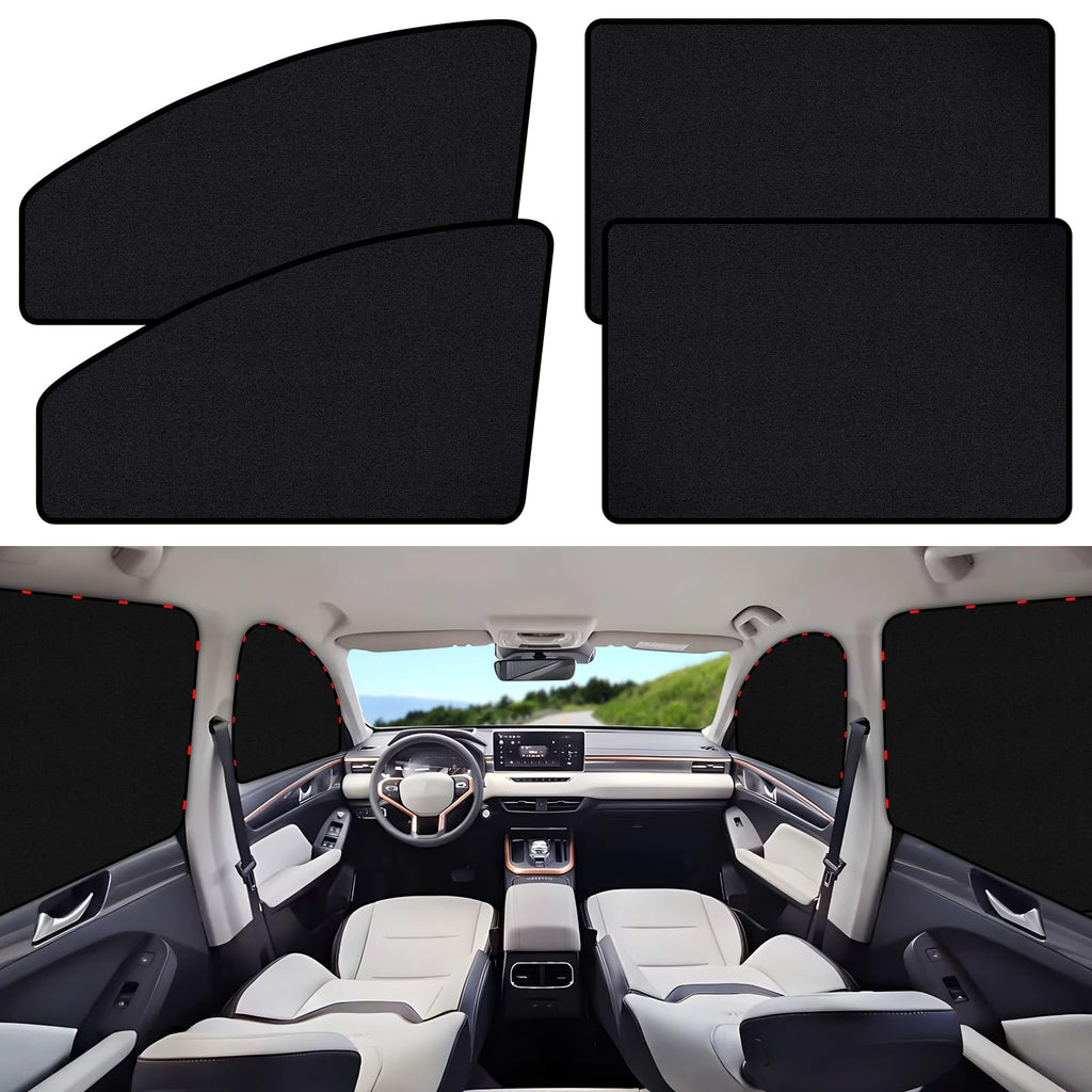 ZATOOTO Suede Car Window Shades 4PCS - Car Window Covers for Ultimate Privacy, UV Protection, and Heat Insulation, Side Window Sun Shade Perfect for Camping, Travel, Baby Safety, and Daily Use