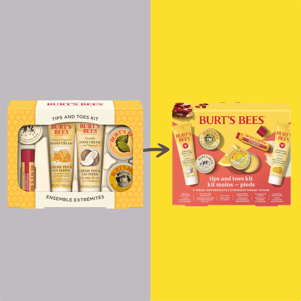 Burt's Bees Mothers Day Gifts Ideas, Tips and Toes Kit, 6 Travel Size Products - Pomegranate Moisturizing Lip Balm, 2 Hand Creams, Foot Cream, Cuticle Cream, and Hand Salve