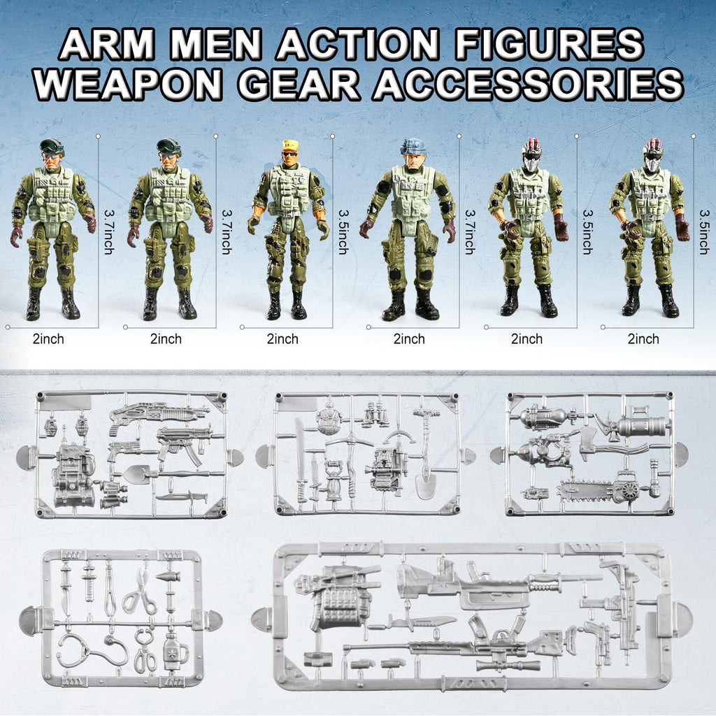 JASSKKBO 87-in-1 Army Men Toys Sets for Boys 4-7 8-12 , Military Base/Truck/Helicopter/Kayak Boat/Motorcycle/Army Men Action Figures/Weapon Gears, Army Toys for Boys Kids Birthday Gifts Party Favors