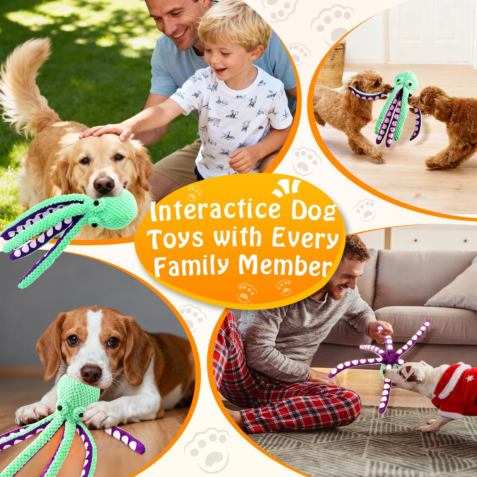 Fuufome Large Squeaky Dog Toys- Plush Dog Toys with Soft Fabric for Small, Medium, and Large Dogs Daily Companionship, Training Reward Gift